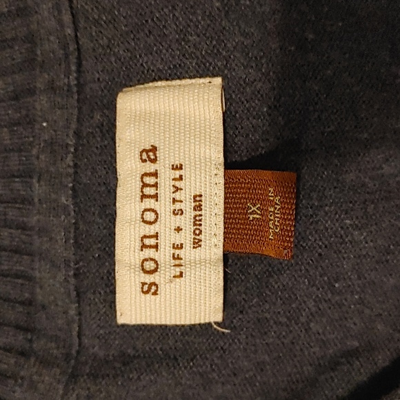 Sonoma Women's 1X V-Neck Argyle Sweater Navy With Gray, Teal and Olive. Academic - Picture 2 of 5